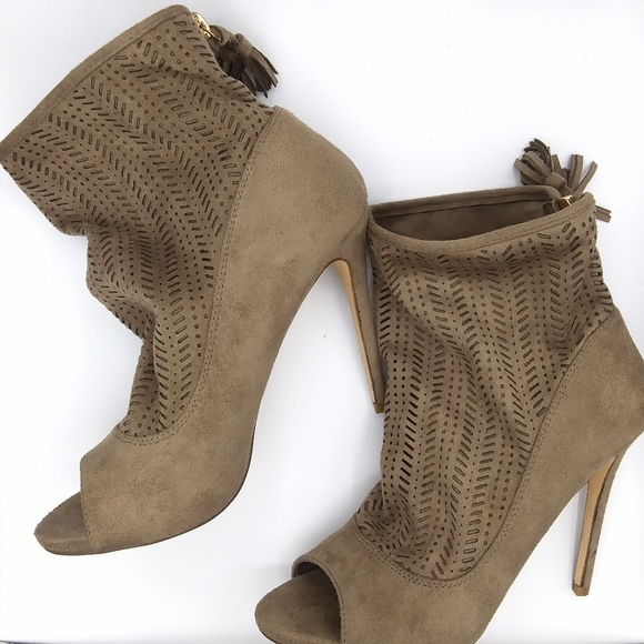 JUSTFAB suede open toe heel booties women’s Size 9 - Picture 4 of 7